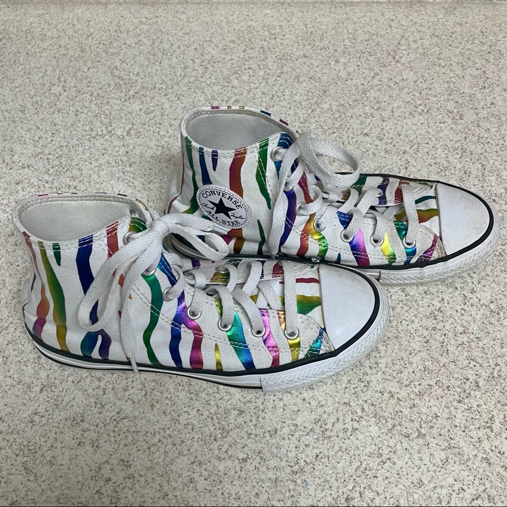 Converse High Top Shoes, Metallic Zebra, Girls Size 4